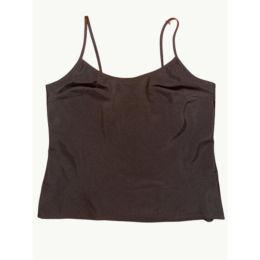 CCC Brown Sleeveless Camisole Top Petite Large All Polyester Made In Indonesia - Picture 7 of 7